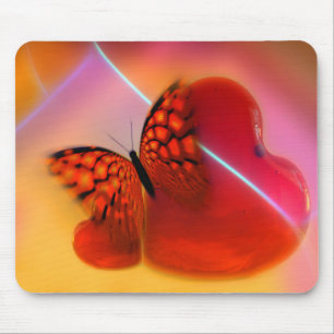 Butterfly and Hearts Mouse Mat