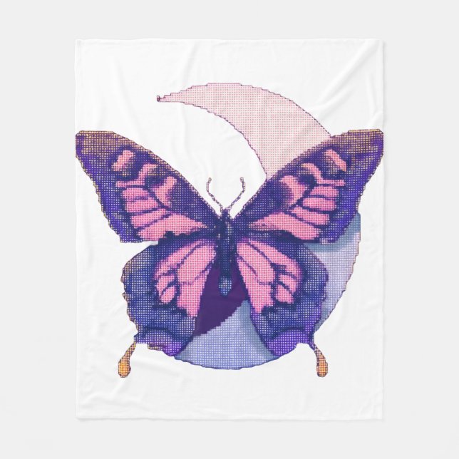 Butterfly and her half moon fleece blanket (Front)