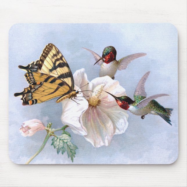 Butterfly and Hummingbirds Mouse Mat (Front)