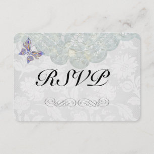 Butterfly and Lace Wedding RSVP Matte 3.5" x 5" Card
