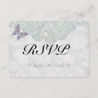 Butterfly and Lace Wedding RSVP Matte 3.5" x 5" Card