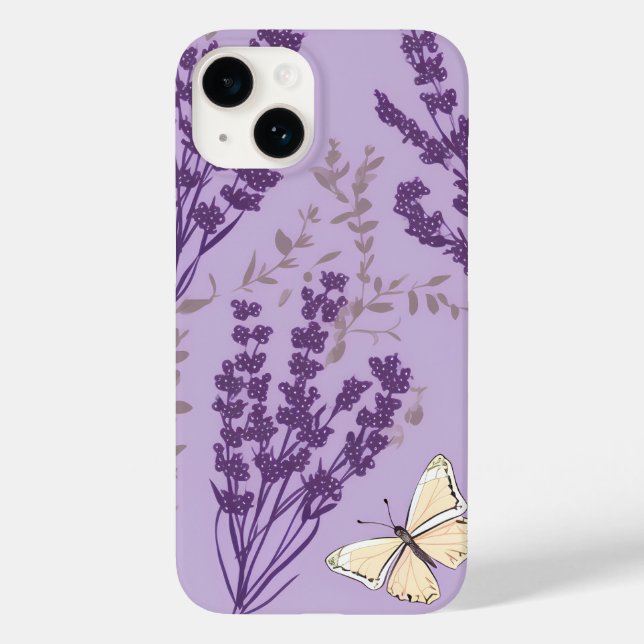 Butterfly and Lavender Flowers Case-Mate iPhone Case (Back)