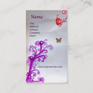 BUTTERFLY AND MAGIC RED PURPLE SWIRLS  MONOGRAM BUSINESS CARD