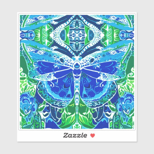 Butterfly and Medallion Batik Pattern in Blue (Sheet)