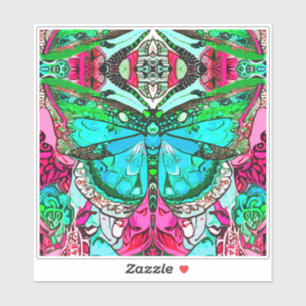 Butterfly and Medallion Batik Pattern in Turquoise