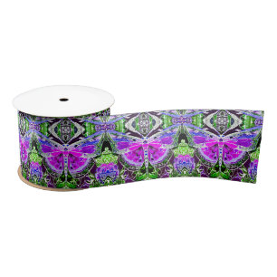 Butterfly and Medallion Batik Pattern in Violet Satin Ribbon
