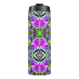 Butterfly and Medallion Batik Pattern in Violet Thermal Tumbler