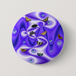 Butterfly and Pearls on purple Silk 6 Cm Round Badge