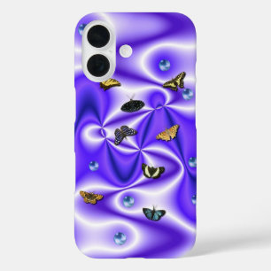 Butterfly and Pearls on purple Silk iPhone 16 Case