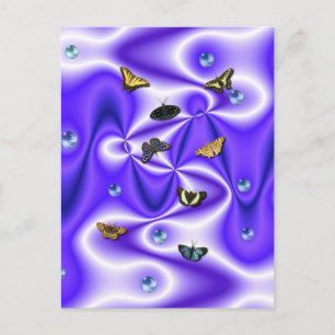 Butterfly and Pearls on purple Silk Postcard