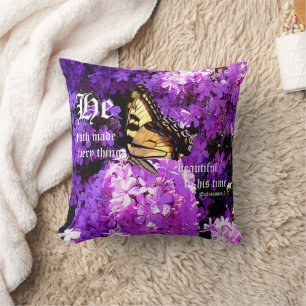 Butterfly and Phlox, Ecclesiastes 3:11 Cushion