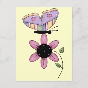 Butterfly And Pink Daisy Postcard