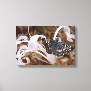 Butterfly and Pink Dancing Flower Canvas Print