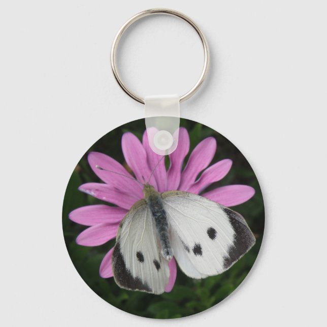 Butterfly and Pink Flower Keychain (Front)