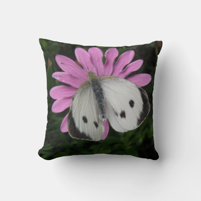 Butterfly and Pink Flower Pillow (Front)