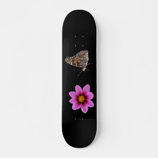 Butterfly and Pink Flower Skateboard (Front)
