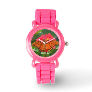 Butterfly and Pink Flower Watch