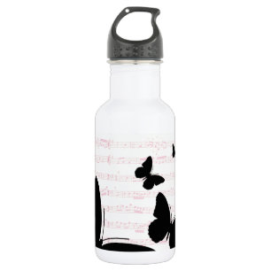Butterfly and Pink Notes 532 Ml Water Bottle
