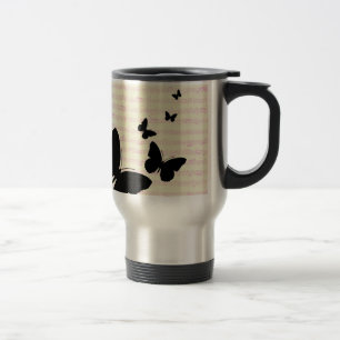 Butterfly and Pink Notes Travel Mug