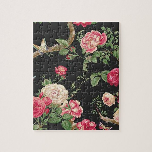 Butterfly And Pink Roses Jigsaw Puzzle (Vertical)