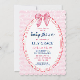 Butterfly and Polka-Dot Bow Baby Shower Invitation