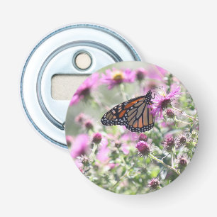 Butterfly and Purple Meadow Flowers Bottle Opener