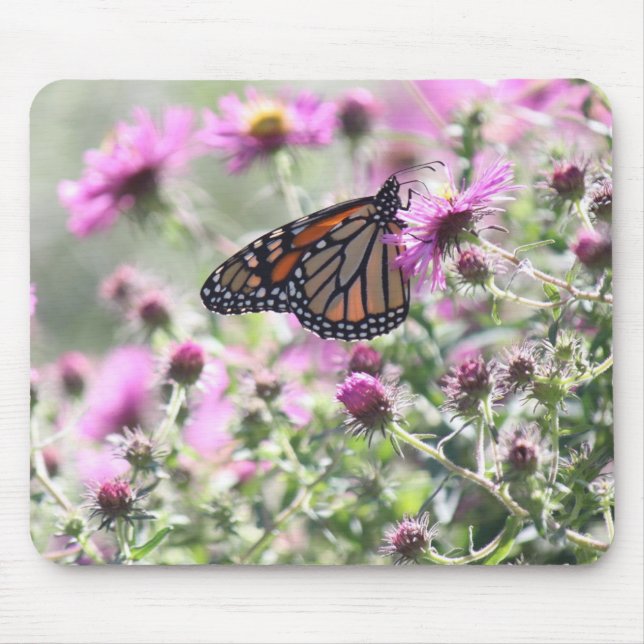 Butterfly and Purple Meadow Flowers Mouse Mat (Front)