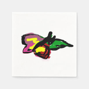 Butterfly and rose napkin