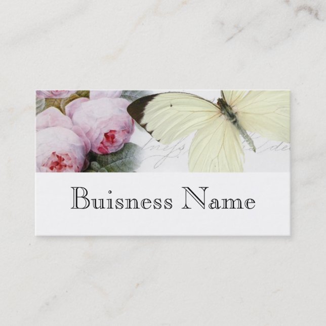 Butterfly and roses business card (Front)
