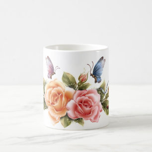 butterfly and roses pretty mug - butterfly rose