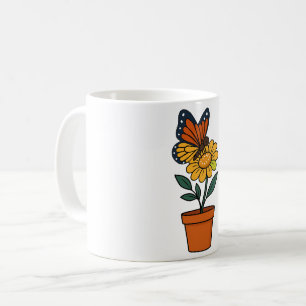butterfly and sun flower coffee mug