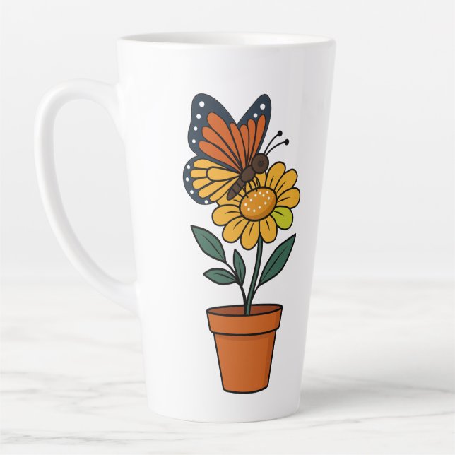 butterfly and sun flower latte mug (Left)