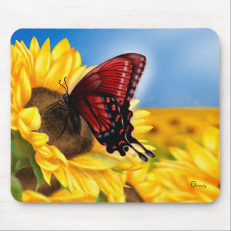 Butterfly and Sunflower Mouse Mat
