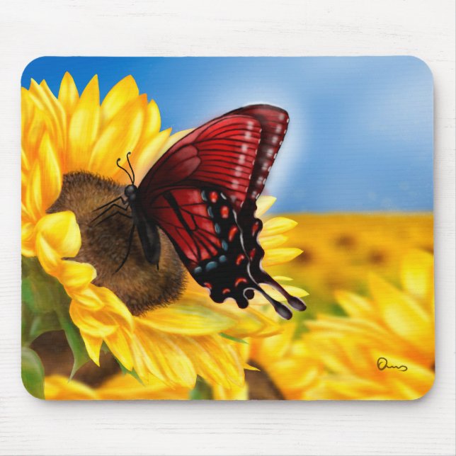 Butterfly and Sunflower Mouse Mat (Front)