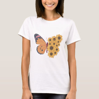 Butterfly and Sunflowers Illustration T-Shirt