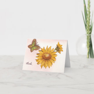 Butterfly and Sunflowers Thank You Card