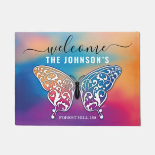 Butterfly and Sunset Design  Doormat