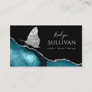 butterfly and teal agate business card