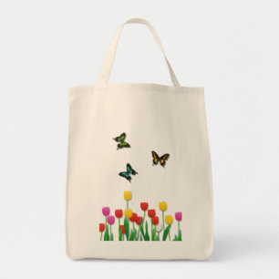Butterfly and Tulips Tote Bag