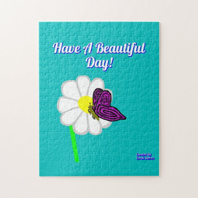 Butterfly And White Daisy Puzzle (Vertical)