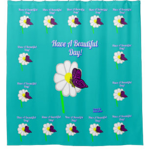 Butterfly And White Daisy Shower Curtain