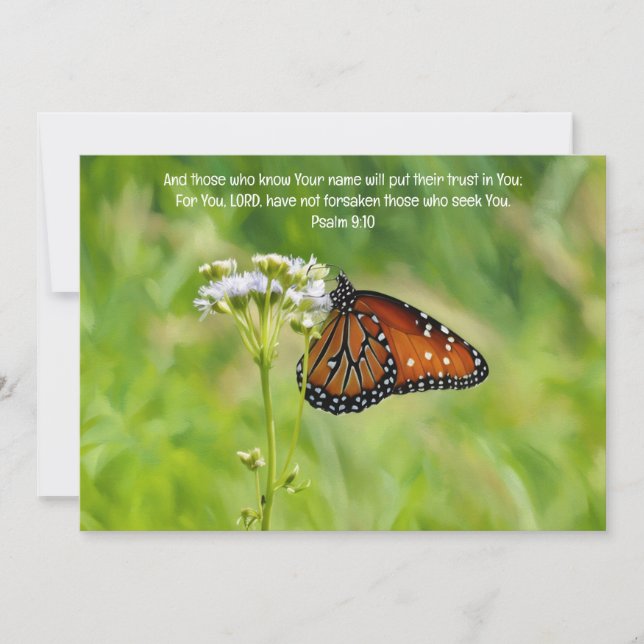 Butterfly and Wildflower Bible Verse Art Flat Card (Front)
