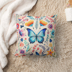 Butterfly and Wildflower Garden Cushion