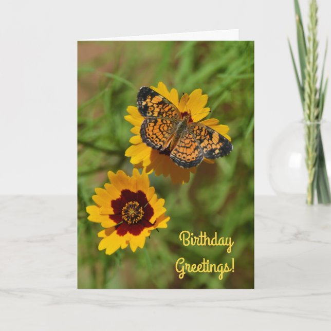 Butterfly and Wildflowers Floral Birthday Card (Front)