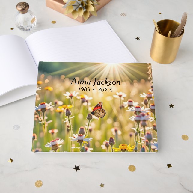 Butterfly and Wildflowers Guest Book (Front Open)