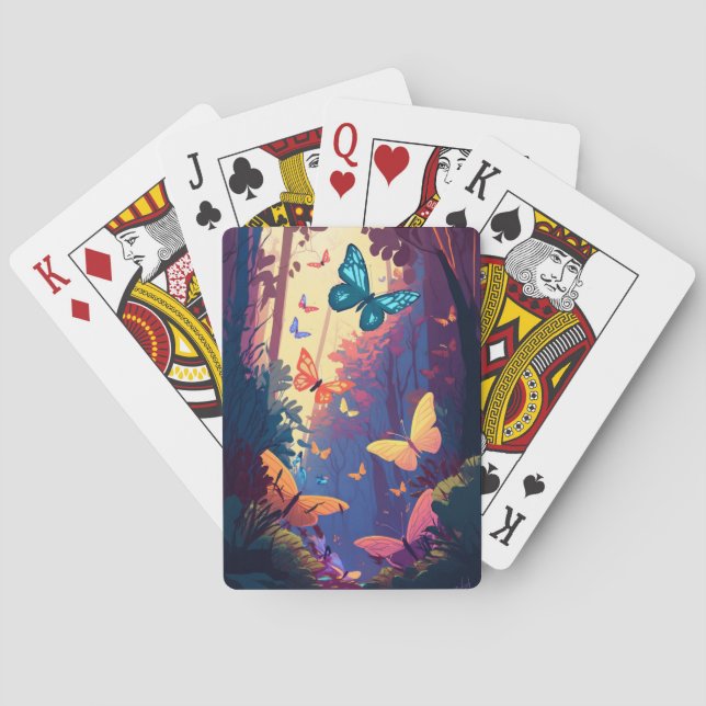 Butterfly Animal Portrait Painting Wildlife Forest Playing Cards (Back)