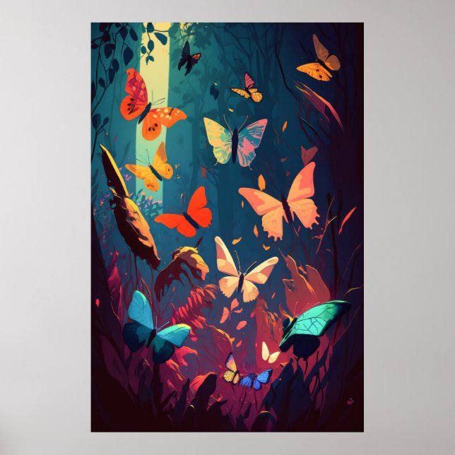 Butterfly Animal Portrait Painting Wildlife Forest Poster (Front)