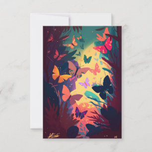 Butterfly Animal Portrait Painting Wildlife Forest Thank You Card