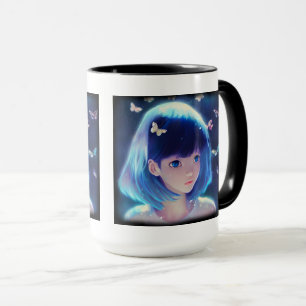 Butterfly Anime Girl Combo Mug, 15 oz Mug