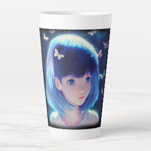 Butterfly Anime Girl Latte Mug